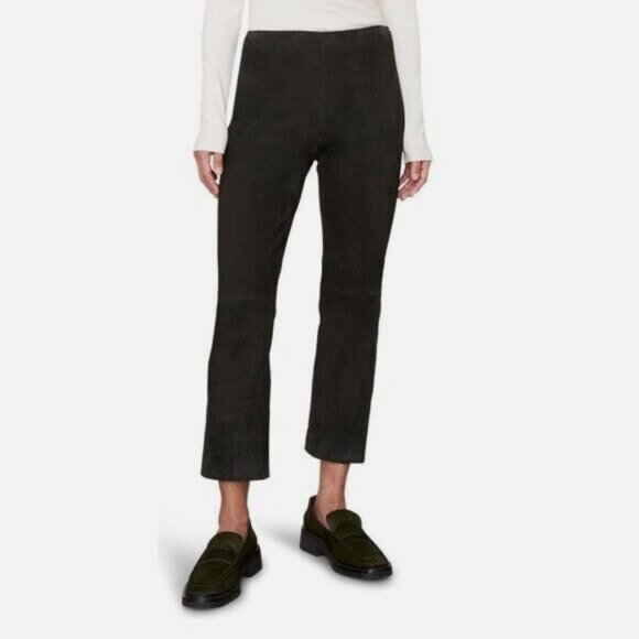 Vince Suede Cropped Flare Black Pants - Picture 7 of 7